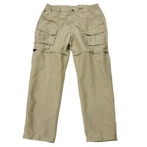LL Bean Convertible Caro Pants Mens Large 34x30 Beige Brief Lined Lightweight